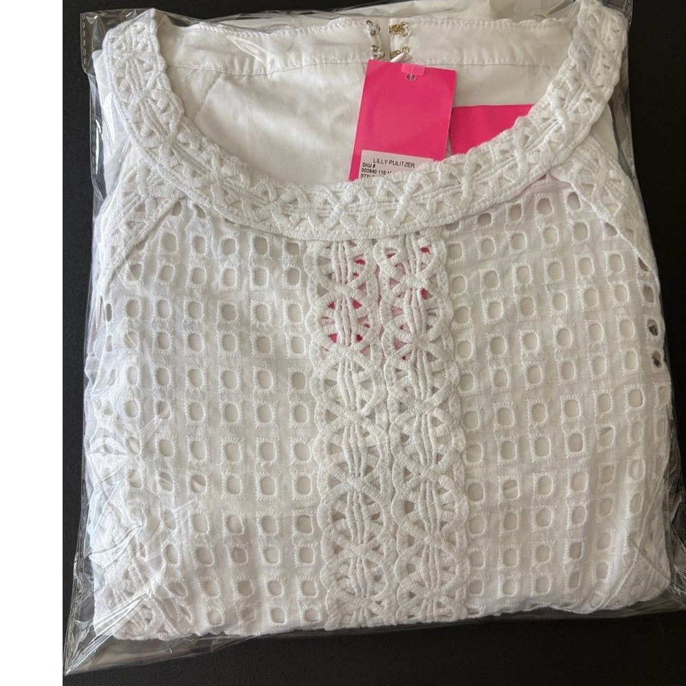 Lilly Pulitzer Charlize Stretch Shift Dress Women 12 Resort White Eyelet Bridal - Picture 10 of 10